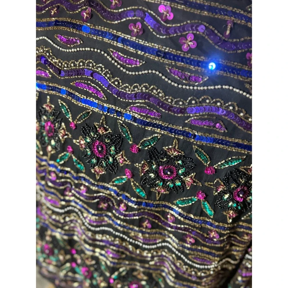 Papell Boutique Evening‎ Beaded Sequin Embellished Jacket Size 10 100% silk